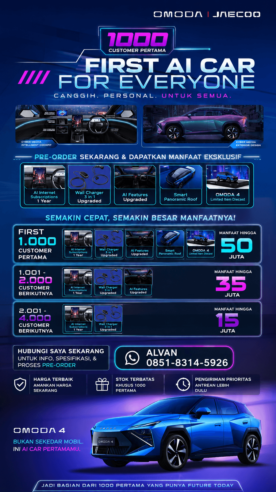 OMODA O4 EV pre-book Palembang - selisih benefit hingga Rp35 juta